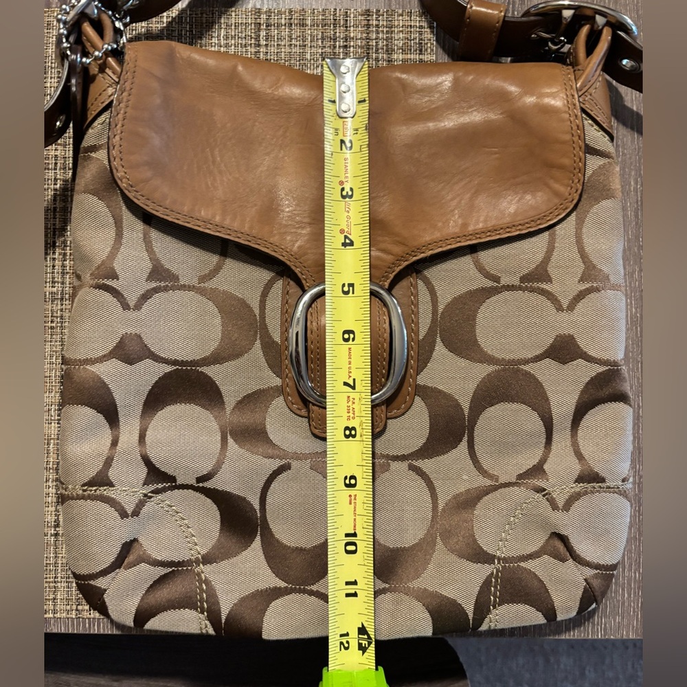 Coach Signature Canvas and Leather Crossbody Bag in Tan - Picture 7 of 10